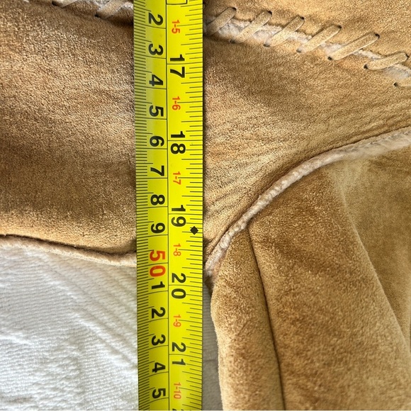 Y2K Guess Suede Jacket Women's Medium Faux Shearling Lace Trim Vintage 90's - Picture 13 of 16
